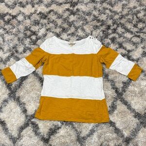 Banana Republic Mustard and White Striped Blouse